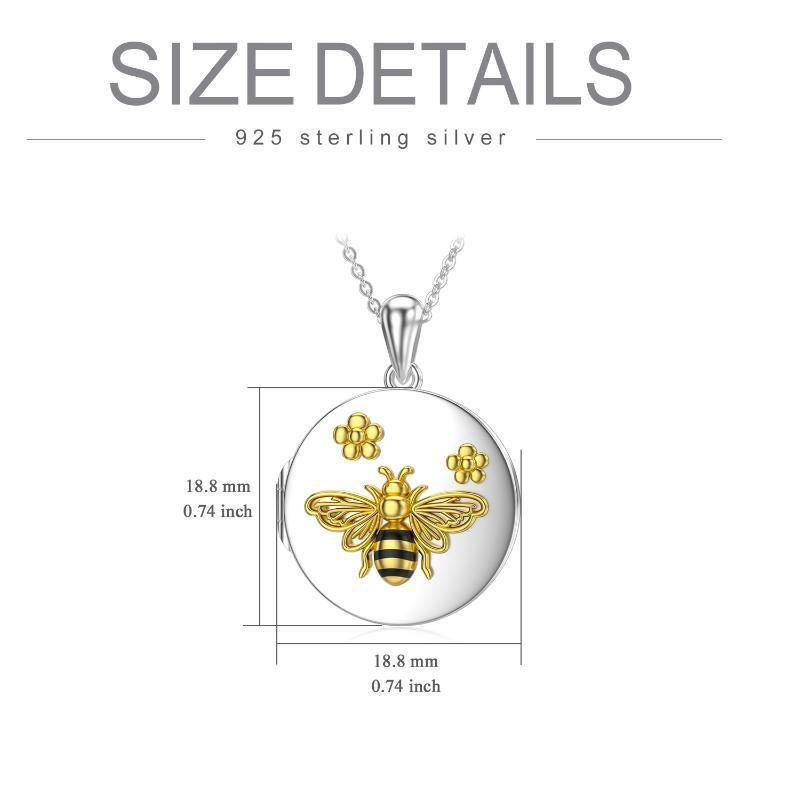 Sterling Silver Two-tone Bee Personalized Photo Locket Necklace-7