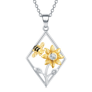 Sterling Silver Two-tone Bees Pendant Necklace-42