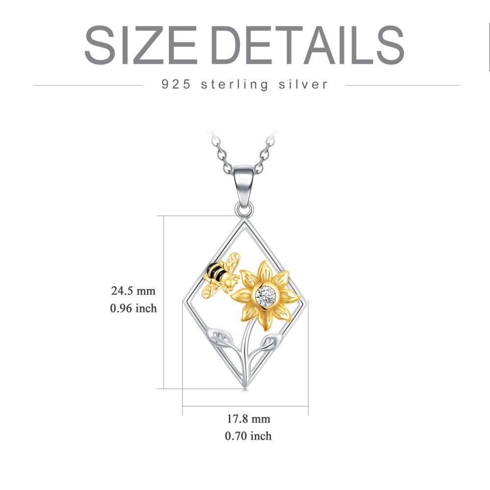Collana con ciondolo a forma di api bicolore in argento sterling-3