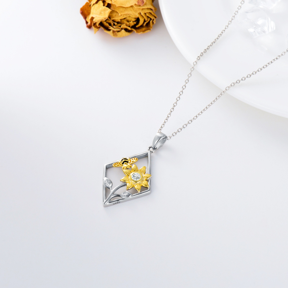Collana con ciondolo a forma di api bicolore in argento sterling-6