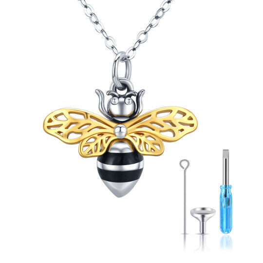 Sterling Silver Two-tone Bees Urn Necklace for Ashes