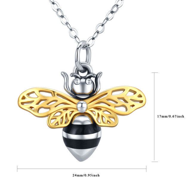 Sterling Silver Two-tone Bees Urn Necklace for Ashes-7