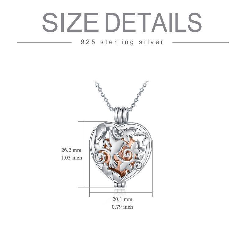 Sterling Silver Two-tone Bird & Heart Urn Necklace for Ashes-4