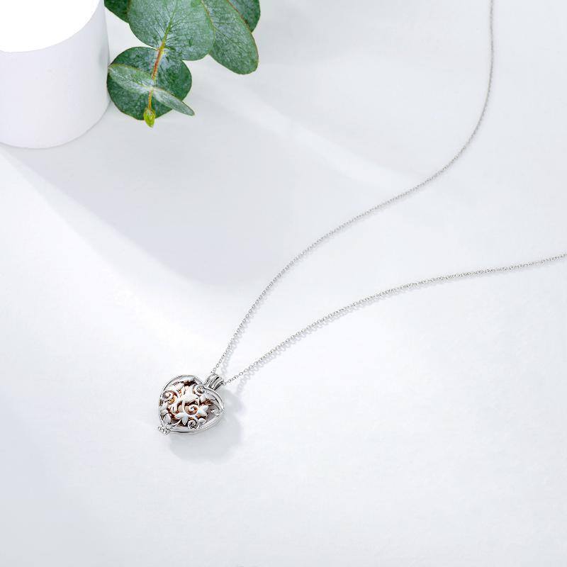 Sterling Silver Two-tone Bird & Heart Urn Necklace for Ashes-8