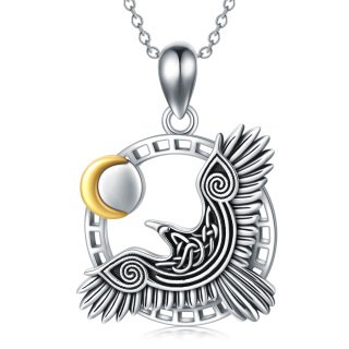 Sterling Silver Two-tone Bird Pendant Necklace-57