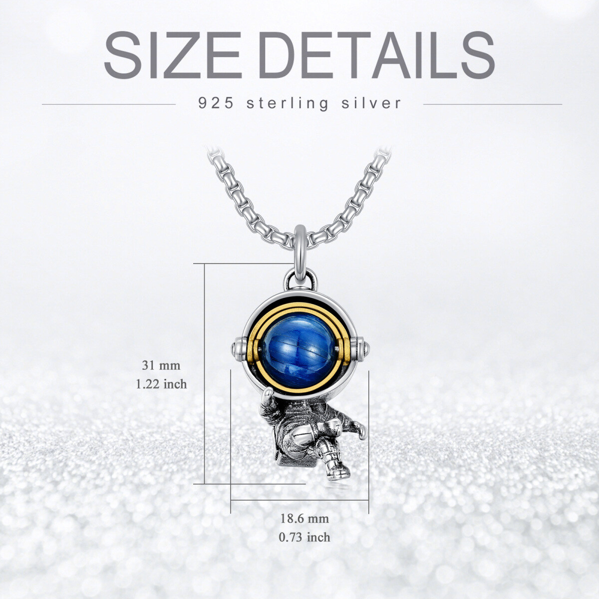 Collier en argent sterling avec pendentif astronaute en grès bleu bicolore-3