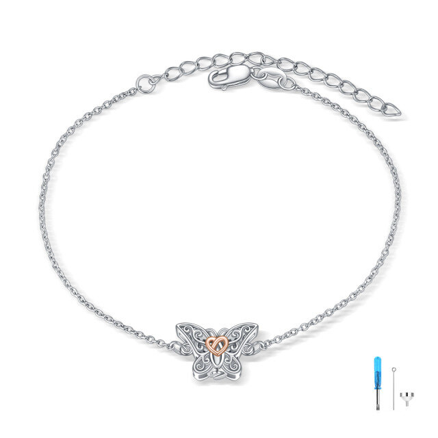 Sterling Silber zweifarbig Schmetterling & keltischen Knoten Urnenarmband für Asche