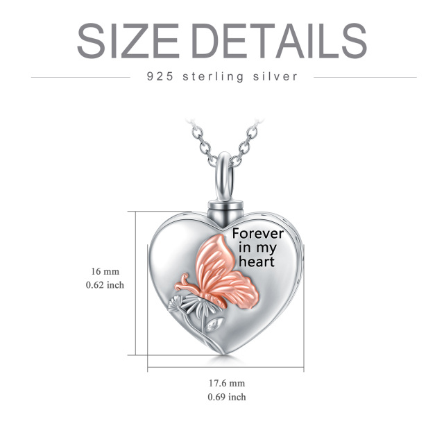 Sterling Silver Two-tone Butterfly & Flower Urn Necklace for Ashes-6