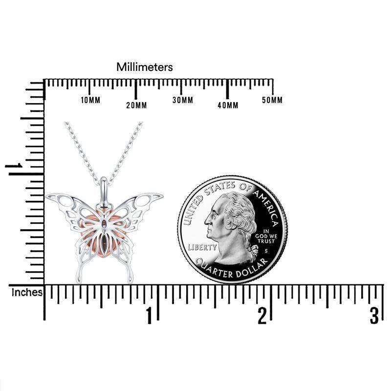 Collier d'urne pour cendres en argent sterling avec pendentif papillon et cœur bicolore-6