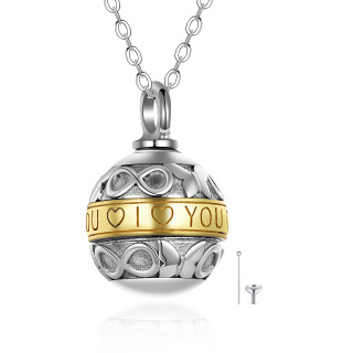 Sterling Silver Two-tone Butterfly & Infinity Symbol Urn Necklace for Ashes with Engraved Word-47