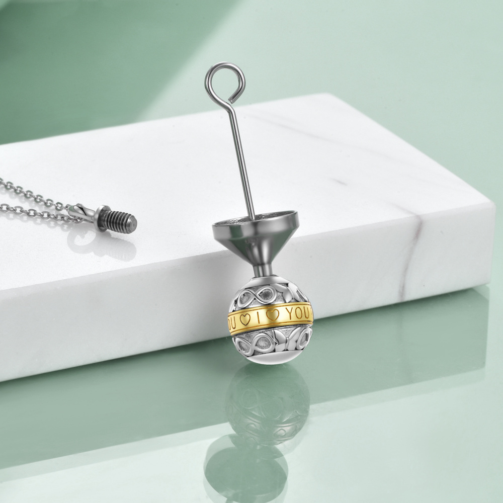 Sterling Silver Two-tone Butterfly & Infinity Symbol Urn Necklace for Ashes with Engraved Word-4
