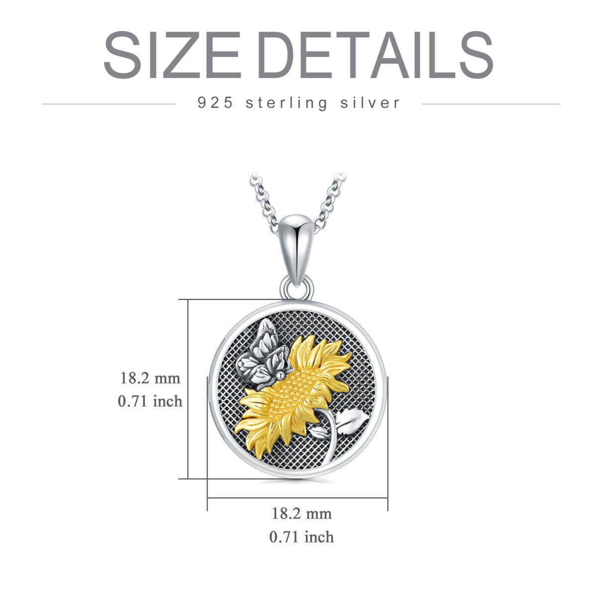 Sterling Silber zweifarbig Schmetterling & Sonnenblume & personalisierte Foto personalisie-6