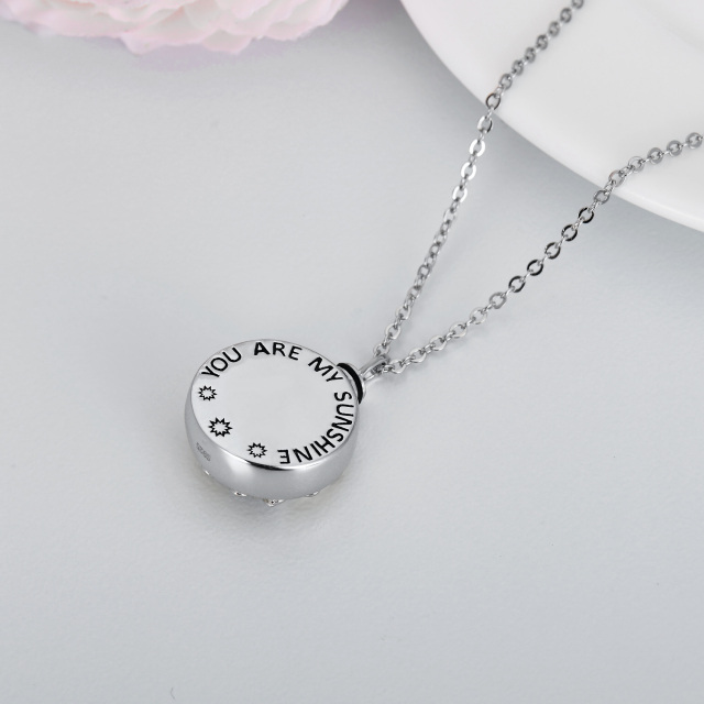 Sterling Silver Two-tone Butterfly & Sunflower Urn Necklace for Ashes with Engraved Word-5