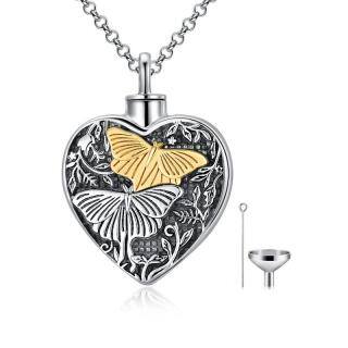 Sterling Silver Two-tone Butterfly Urn Necklace for Ashes-47