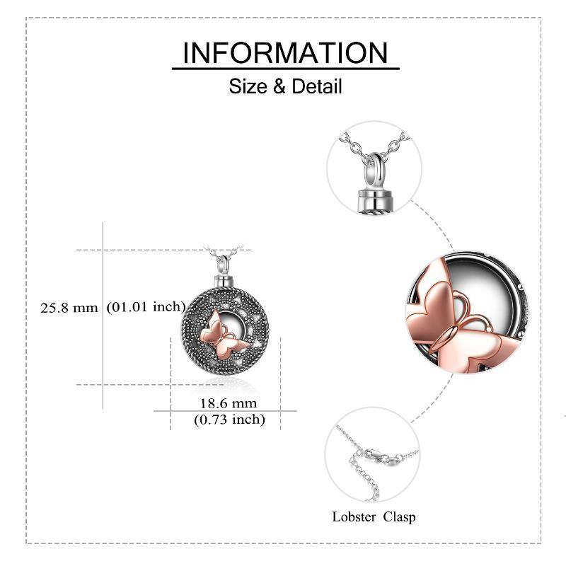 Srebrny dwukolorowy naszyjnik motyl na urnę z prochami-5