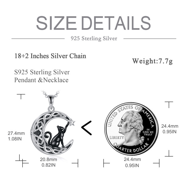 Zweifarbige Urnenhalskette für Asche aus Sterlingsilber mit keltischem Knoten und Mond-6