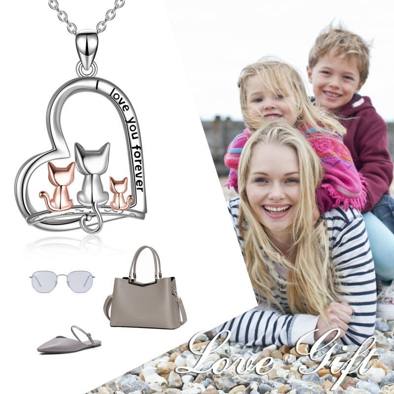 قلادة كسلان كريستالية على شكل قلب من الفضة الإسترلينية-6