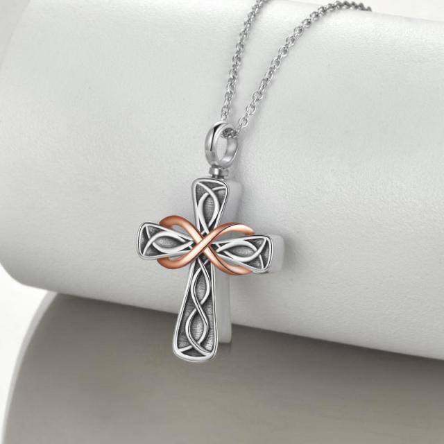 Collier d'urne en argent sterling bicolore avec nœud celtique et symbole de l'infini pour cendres-4