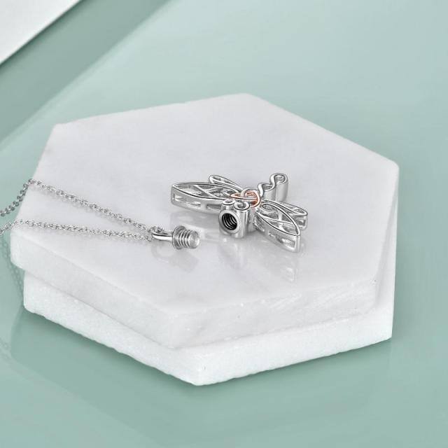 Sterling zilveren tweekleurige Keltische knoop Dragonfly Urn ketting voor as-4