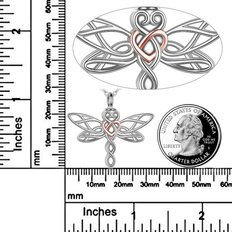 Sterling Silver Two-tone Celtic Knot Dragonfly Urn Necklace for Ashes-5