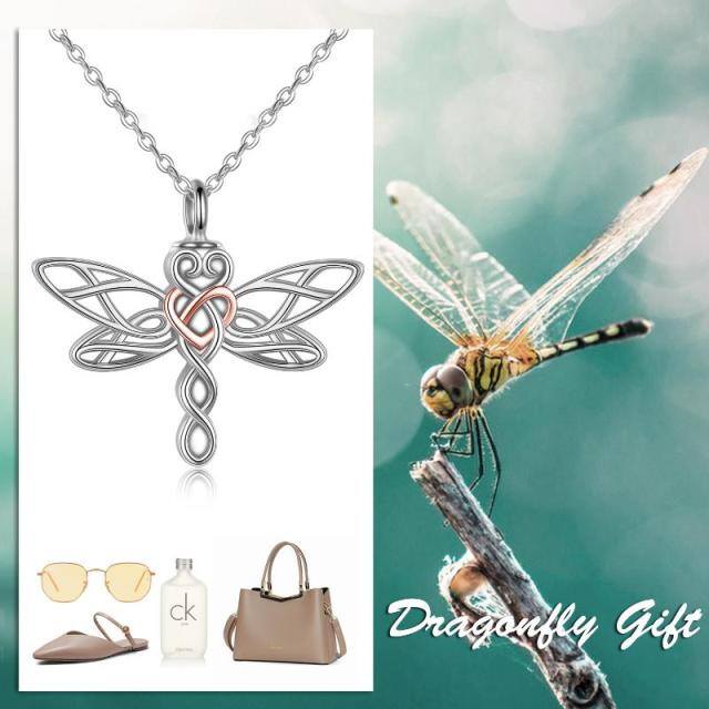 Sterling zilveren tweekleurige Keltische knoop Dragonfly Urn ketting voor as-6