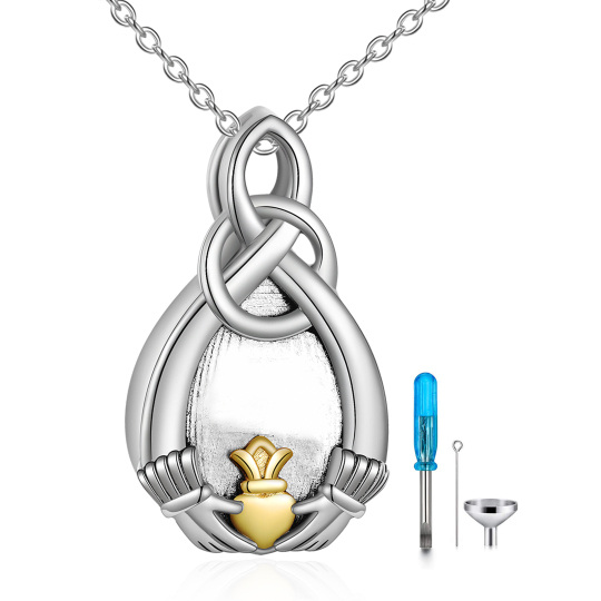 Sterling zilveren tweekleurige Keltische knoop & oneindigheidssymbool Urn ketting voor as