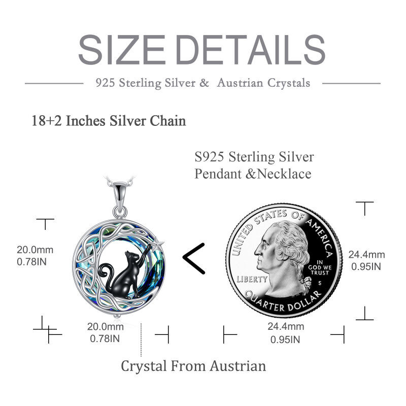 Sterling Silber zweifarbiger keltischer Knoten & Mondkristall-Anhänger Halskette-6