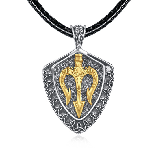 Collana da uomo con pendente a nodo celtico bicolore in argento sterling