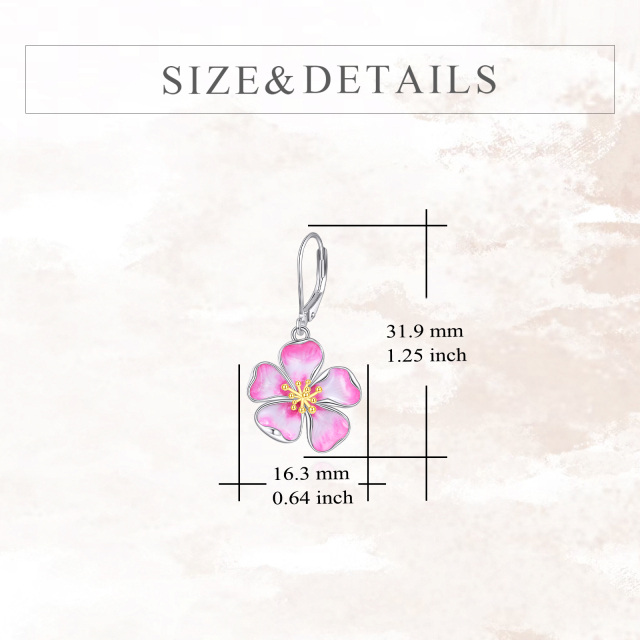 Sterling Silver Two-tone Cherry Blossom Lever-back Earrings-5