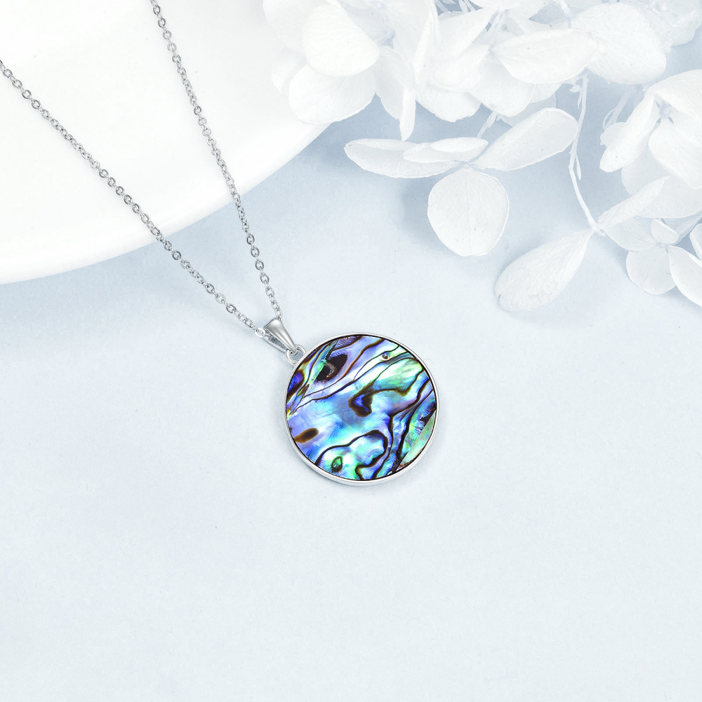 Zweifarbige Halskette mit Abalone-Schalentier-Libelle, keltischem Knoten und Mond-Anhänger aus Sterlingsilber für Unisex-4