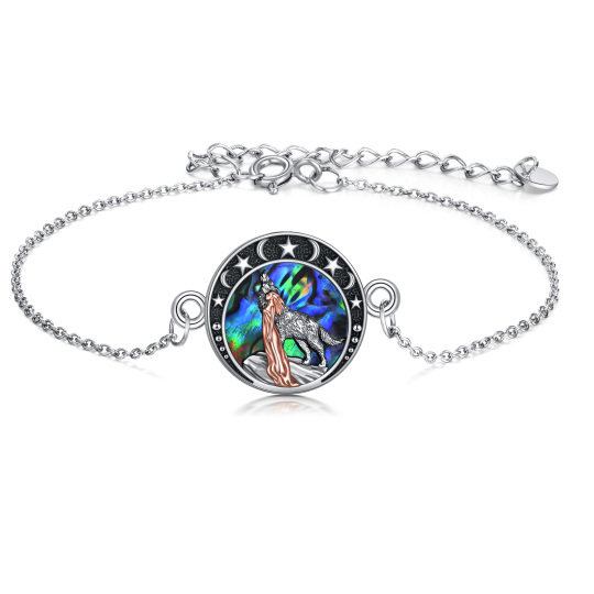 Bracelet de cheville en argent sterling bicolore de forme circulaire Abalone Shellfish Wol