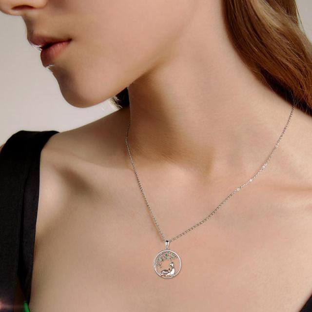 Collier en argent sterling avec pendentif Alpaga en zircon cubique de forme circulaire bic-2