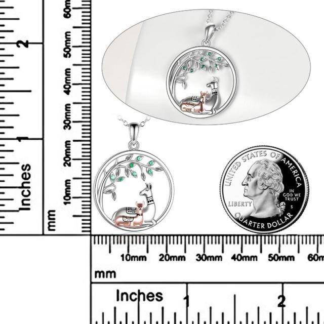 Sterling Silber zweifarbig kreisförmig Cubic Zirkonia Anhänger Alpaka Halskette-5