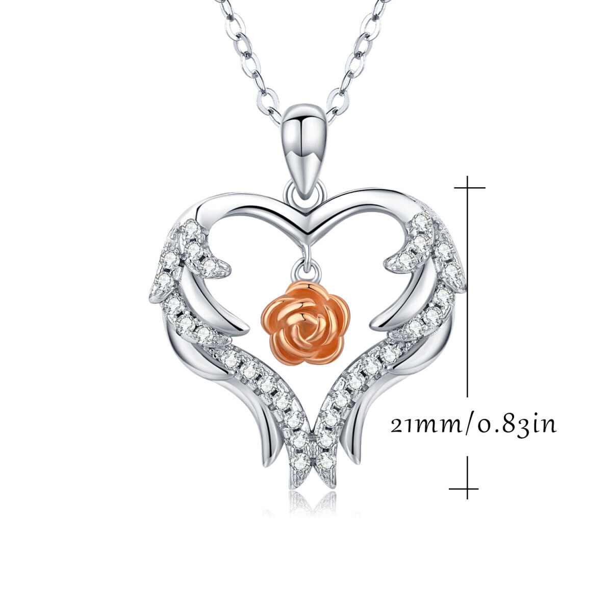 Collier en argent sterling avec pendentif en forme d'ailes d'ange en zircon cubique bicolo-5