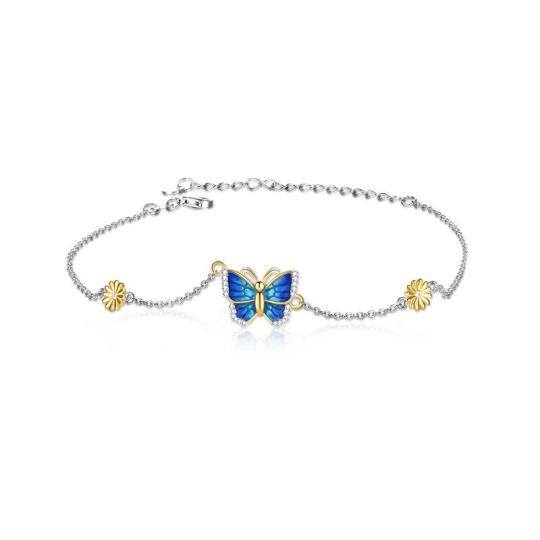 Pulseira borboleta para mulheres pulseiras de girassol de prata esterlina presentes para meninas