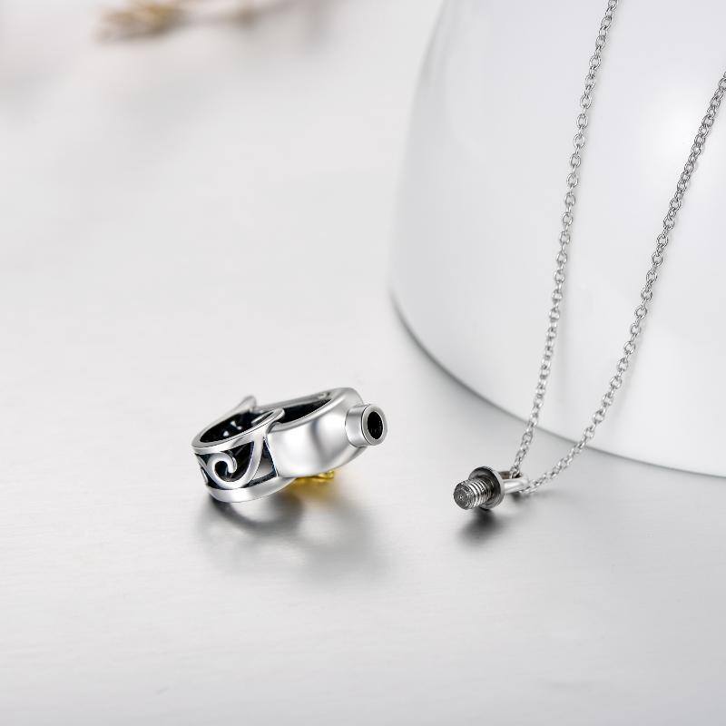 Colar de urna de coração de borboleta de zircônia cúbica em formato circular de prata esterlina para cinzas-5