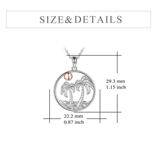 Collier en argent sterling avec pendentif en forme de cocotier en zircone cubique bicolore-6