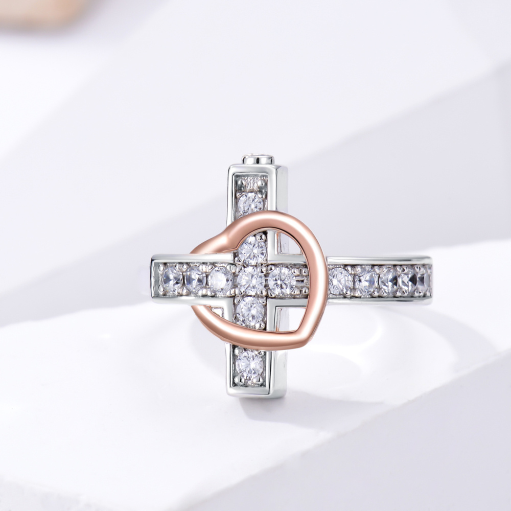 Anillo de plata de ley con forma circular de circonita, cruz y urna de corazón con palabra-4