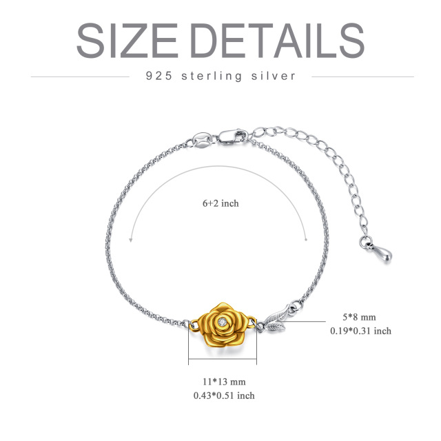 Sterling Silber zweifarbig kreisförmig Kristall Rose Urne Armband für Asche-6