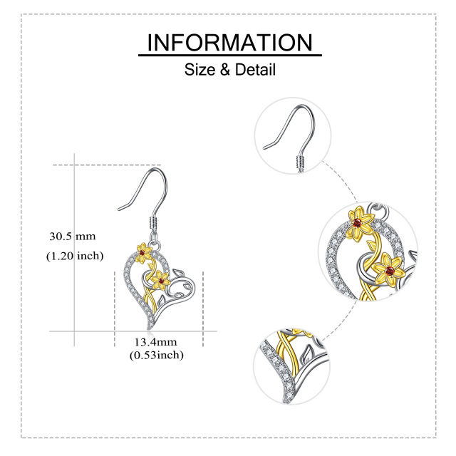 Pendientes de plata de ley bicolor con forma circular y circonita narciso-6