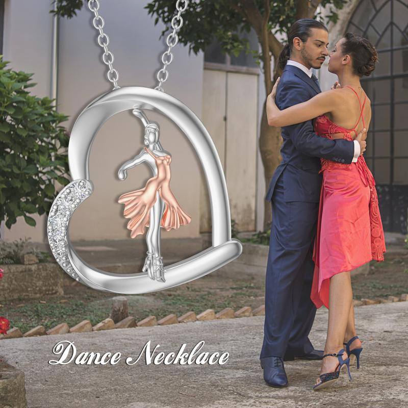 Collier en argent sterling avec pendentif Dancing Girl de forme circulaire bicolore-5