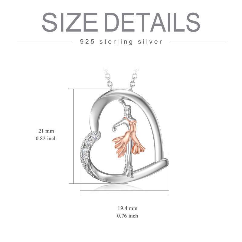 Sterling zilveren tweekleurige cirkelvormige dansend meisje hanger ketting-6