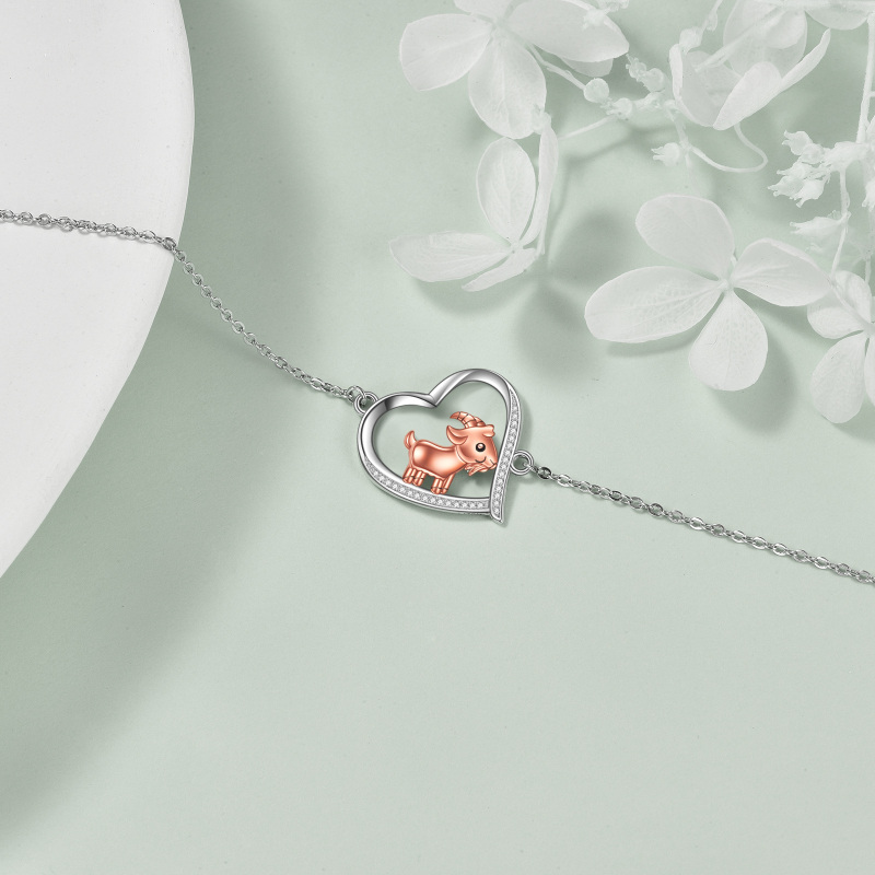 Pulseira de prata esterlina com zircónio cúbico em forma circular de dois tons com pingent-3