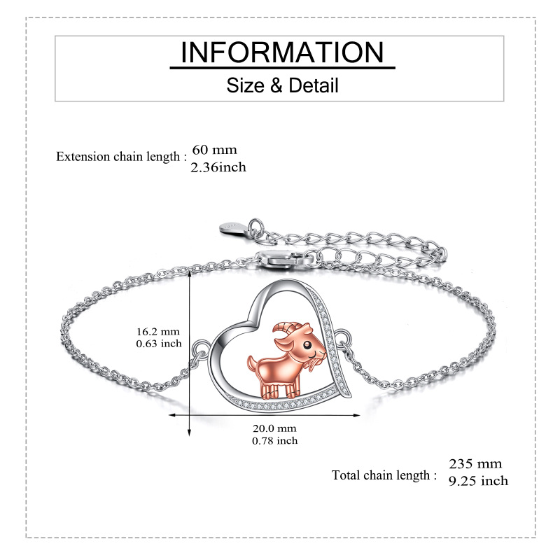Pulseira de prata esterlina com zircónio cúbico em forma circular de dois tons com pingent-5