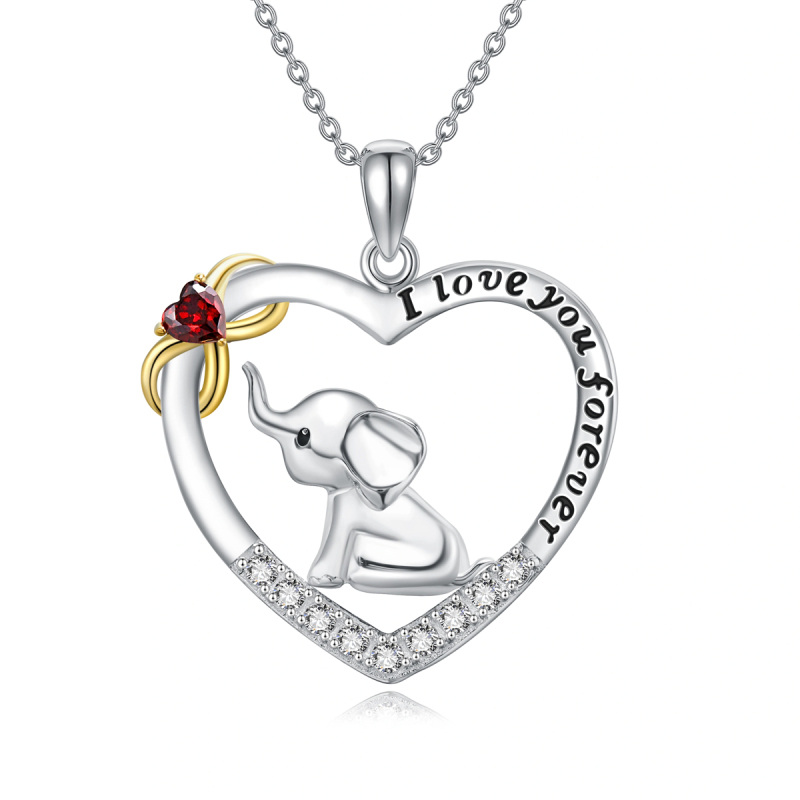 Sterling Silver Two-Tone Heart Cubic Zirconia Elephant Infinity Symbol Pendant Necklace With Engraved Word For Women Best Friends-16