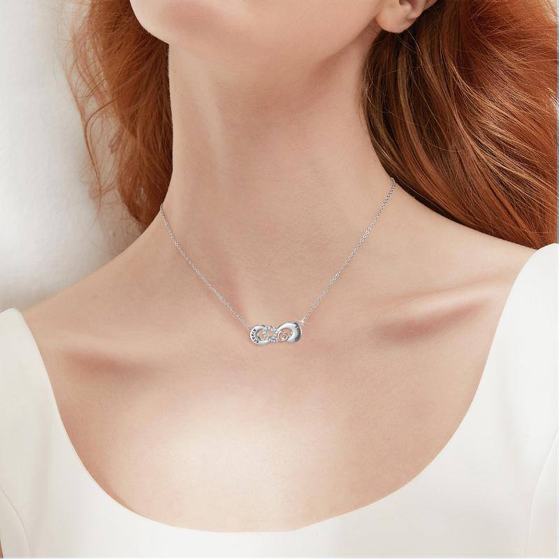 Plata de ley de dos tonos en forma circular Cubic Zirconia Corazón y Infinito Símbolo Urna-2