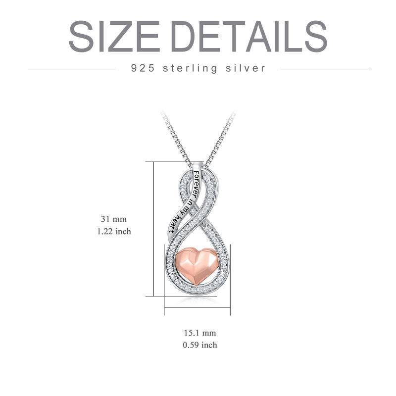 Collier Urne en argent sterling bicolore avec symbole infini en zircon cubique et mot grav-5