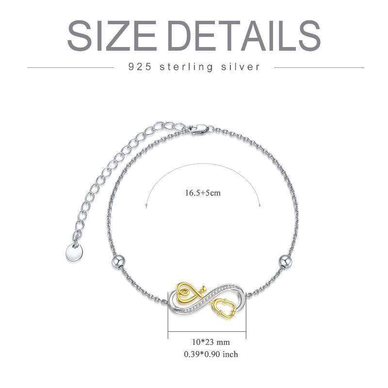 Sterling Silber zweifarbig kreisförmig Cubic Zirkonia Infinity Symbol & Stethoskop Anhänge-5