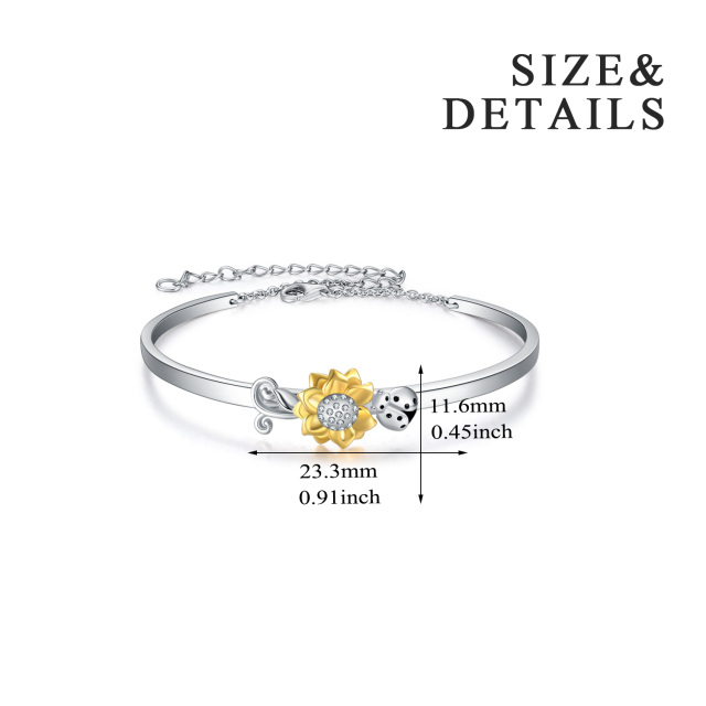 Sterling Silber zweifarbig kreisförmig Cubic Zirkonia Marienkäfer & Sonnenblume Anhänger A-5