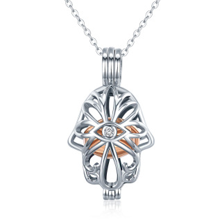 Sterling Silver Two-Tone Evil Eye & Hamsa Hand Urn Locket Necklace For Ashes Cremation Memorial Jewelry-16